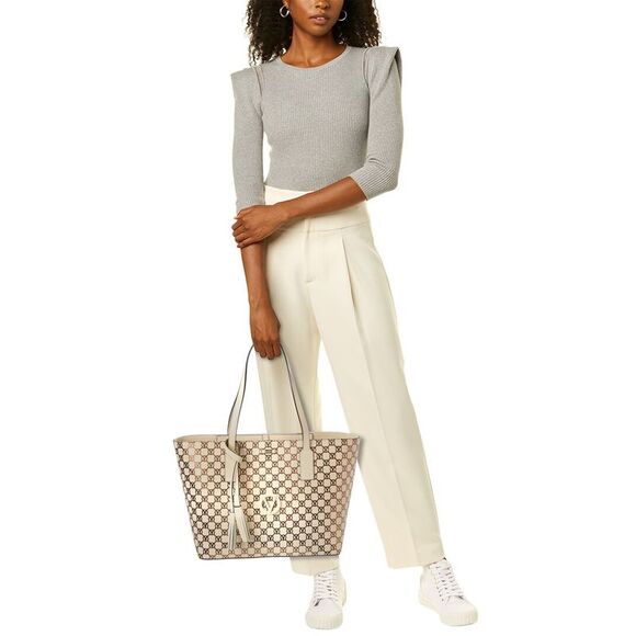 Valentino By Mario Valentino Soho Monogram Leather Tote, White - Picture 4 of 4